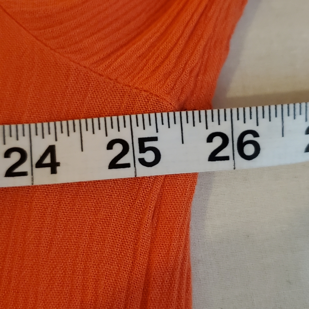 Eloquii Coral Orange Long Sleeve Flowy Boho Blouse with front tie Loose … - Picture 9 of 10